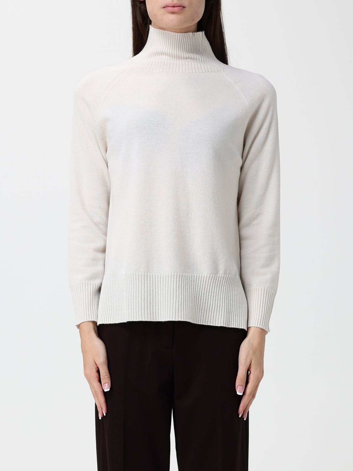 Kangra Wool Long-Sleeved Roll Neck Jumper with Ribbed Trims