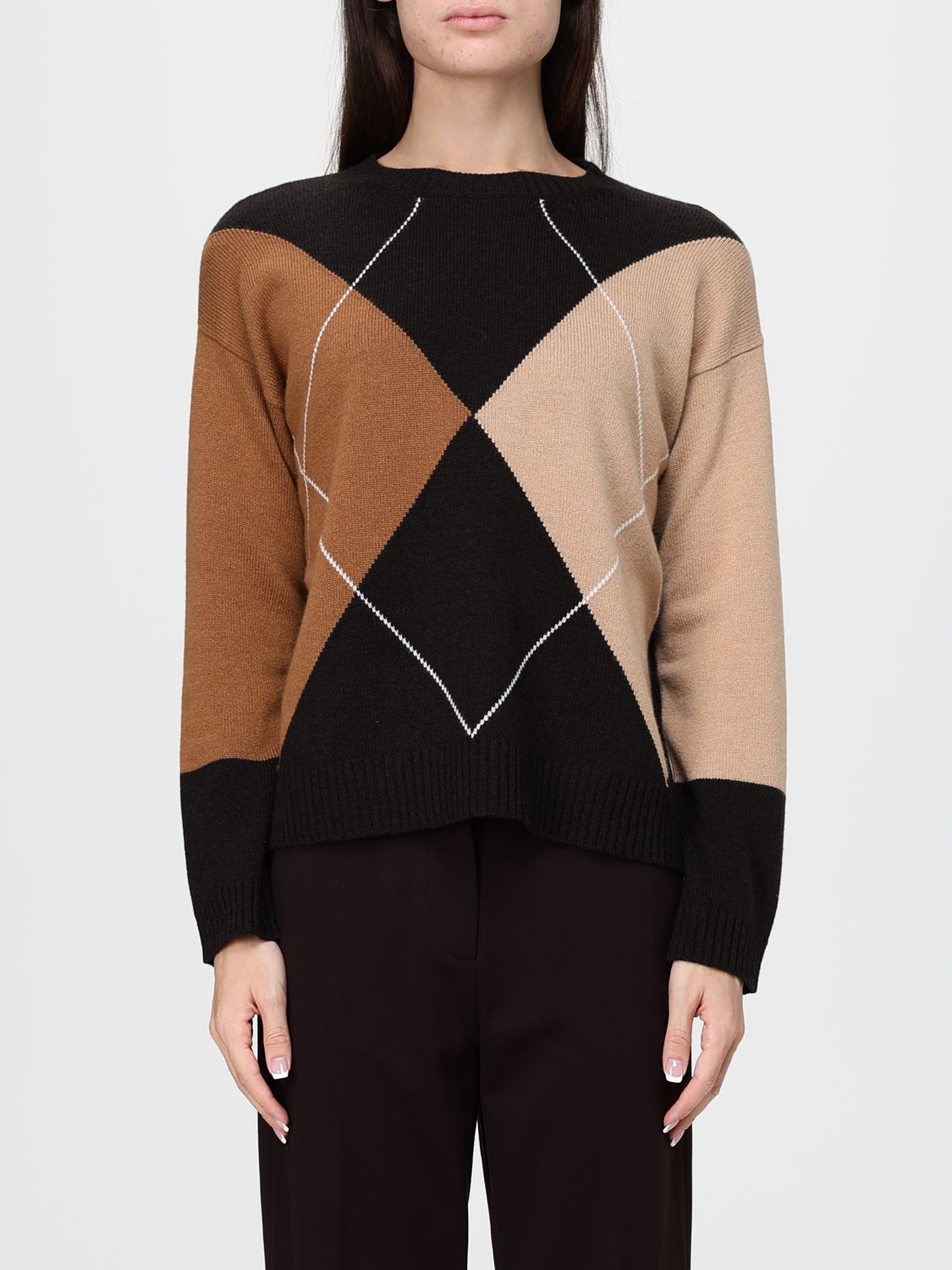 KANGRA Wollpullover mit Argyle-Muster und Rundhalsausschnitt