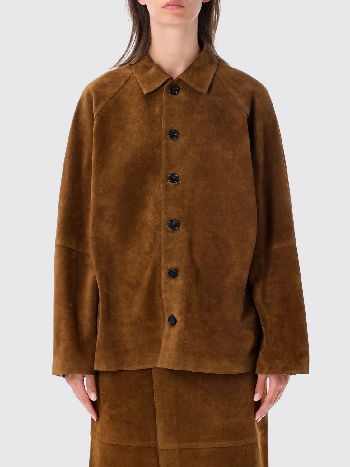 Studio Nicholson Suede Leather Shirt-Style Short Coat