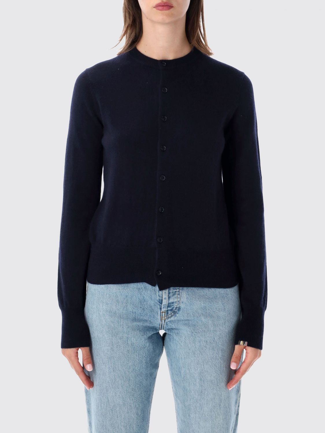 Extreme Cashmere Slim Fit Crewneck Cardigan in 100% Cashmere