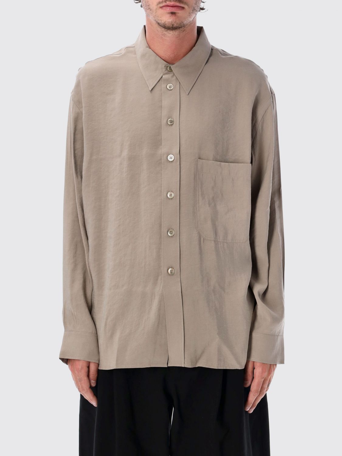 Studio Nicholson Long-Sleeved Modal Shirt with Patch Pocket
