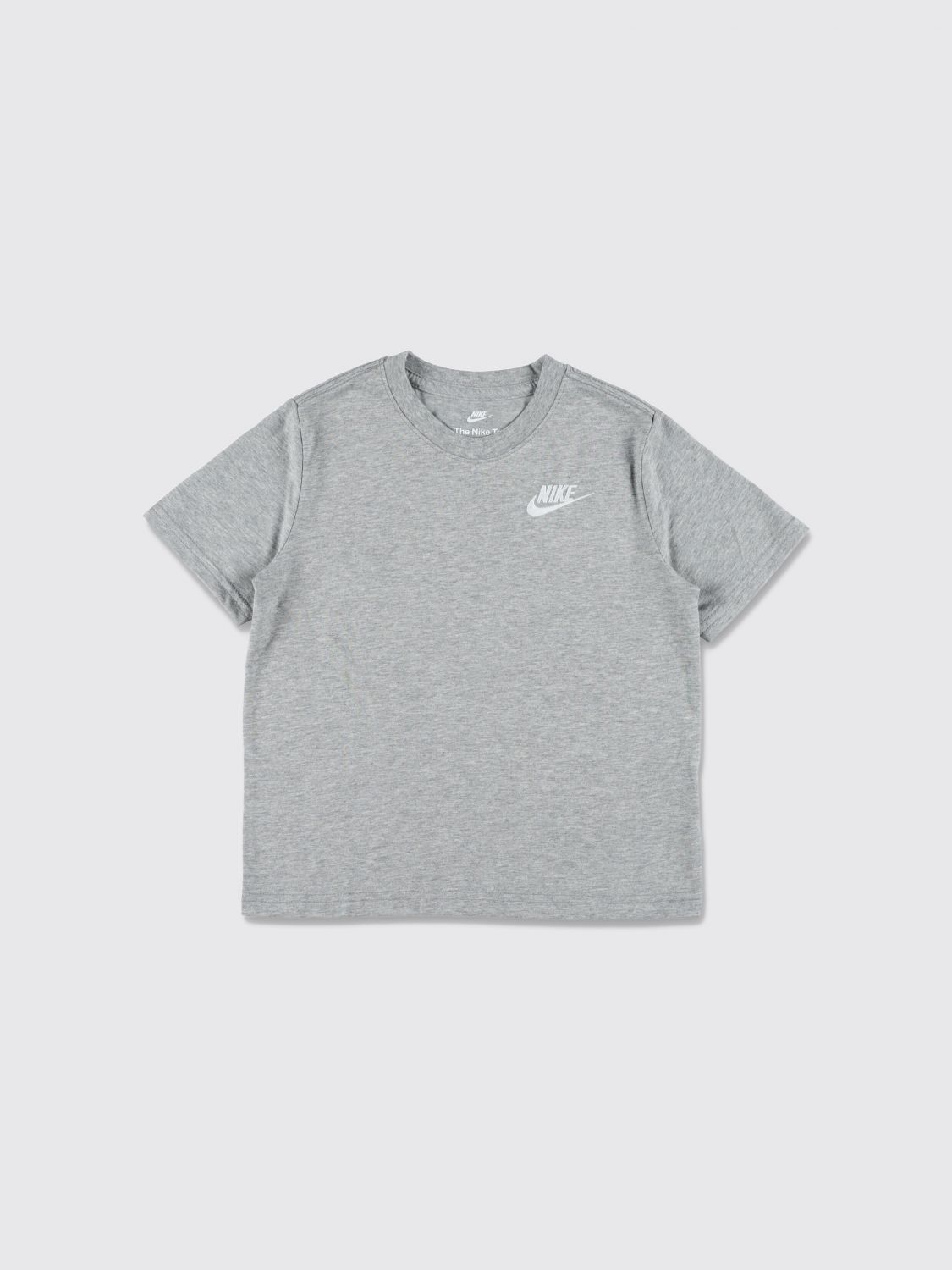 NIKE Graues Baumwoll-T-Shirt von für Jungen mit Kontrast-Logo auf der Brust