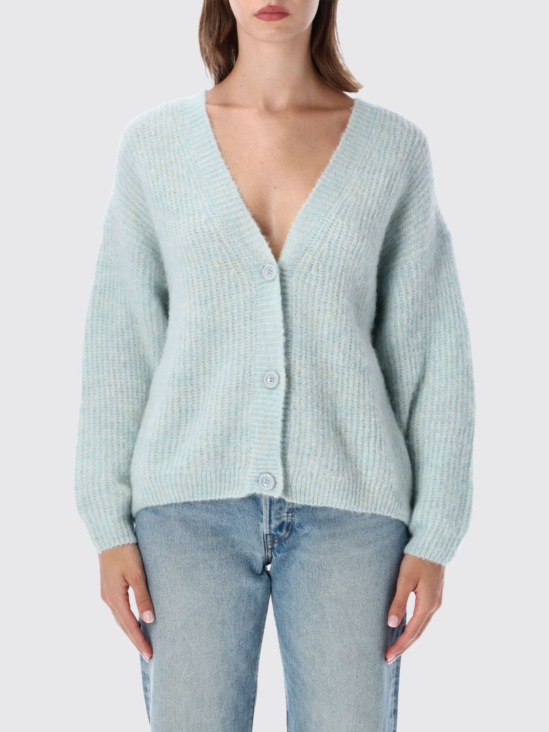 American Vintage Relaxed Fit Alpaca and Wool Blend V-Neck Cardigan · XSS