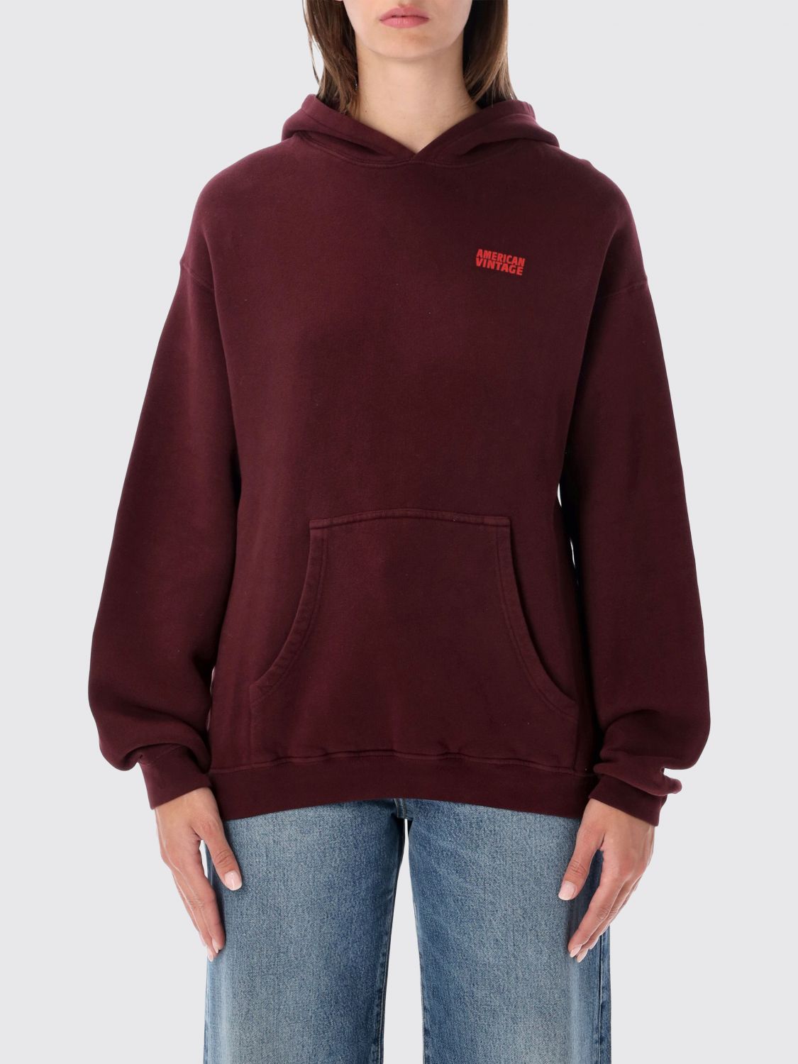 AMERICAN VINTAGE Oversized-Kapuzenpullover mit Kängurutasche aus Stretch-Baumwolle