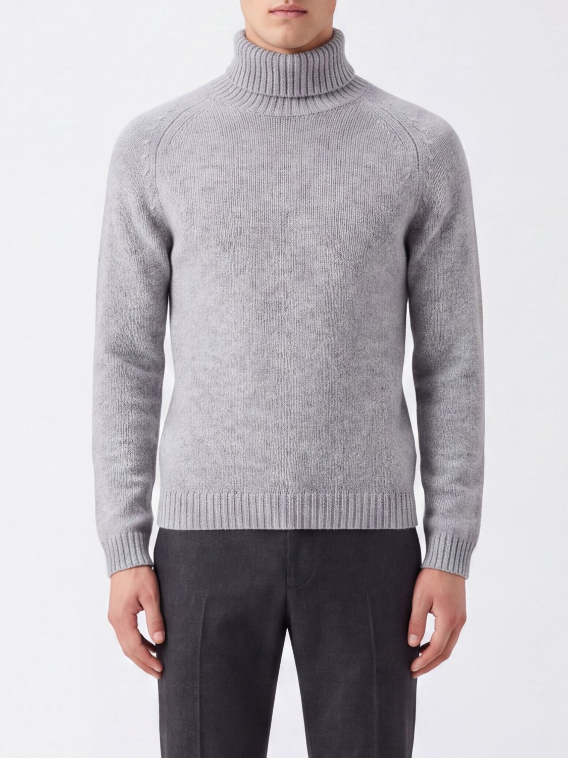 Tom Ford Turtleneck Jumper in Virgin Wool and Cashmere Blend with Ribbed Trims