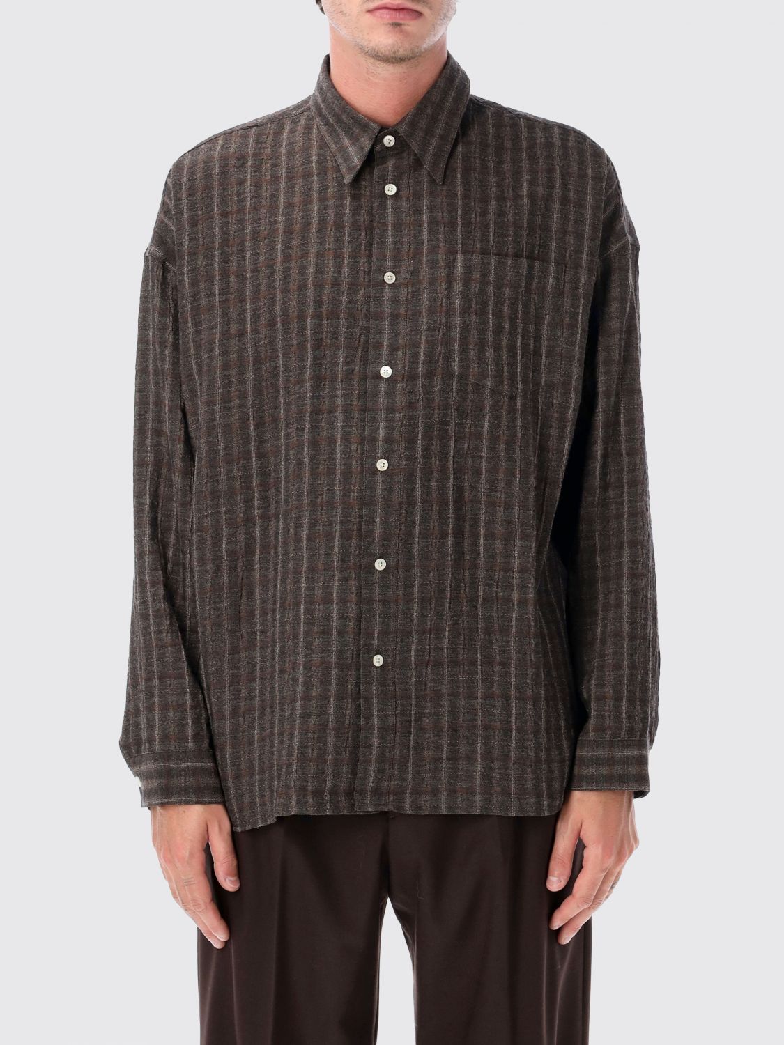 SUNFLOWER Relaxed Fit Tartan Shirt in a Cotton and Linen Blend