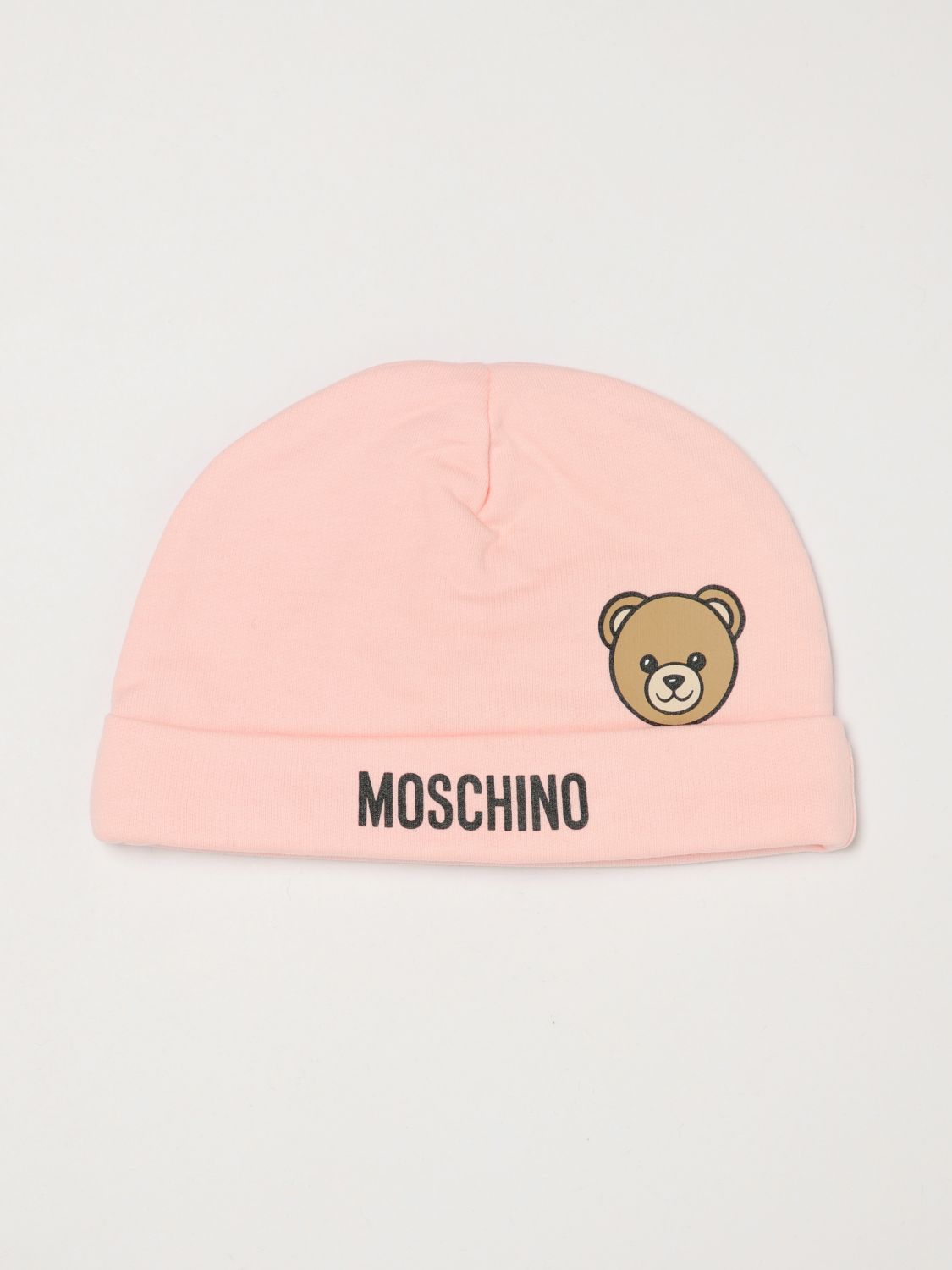 MOSCHINO Baby-Mütze aus Baumwolle mit Logo-Print