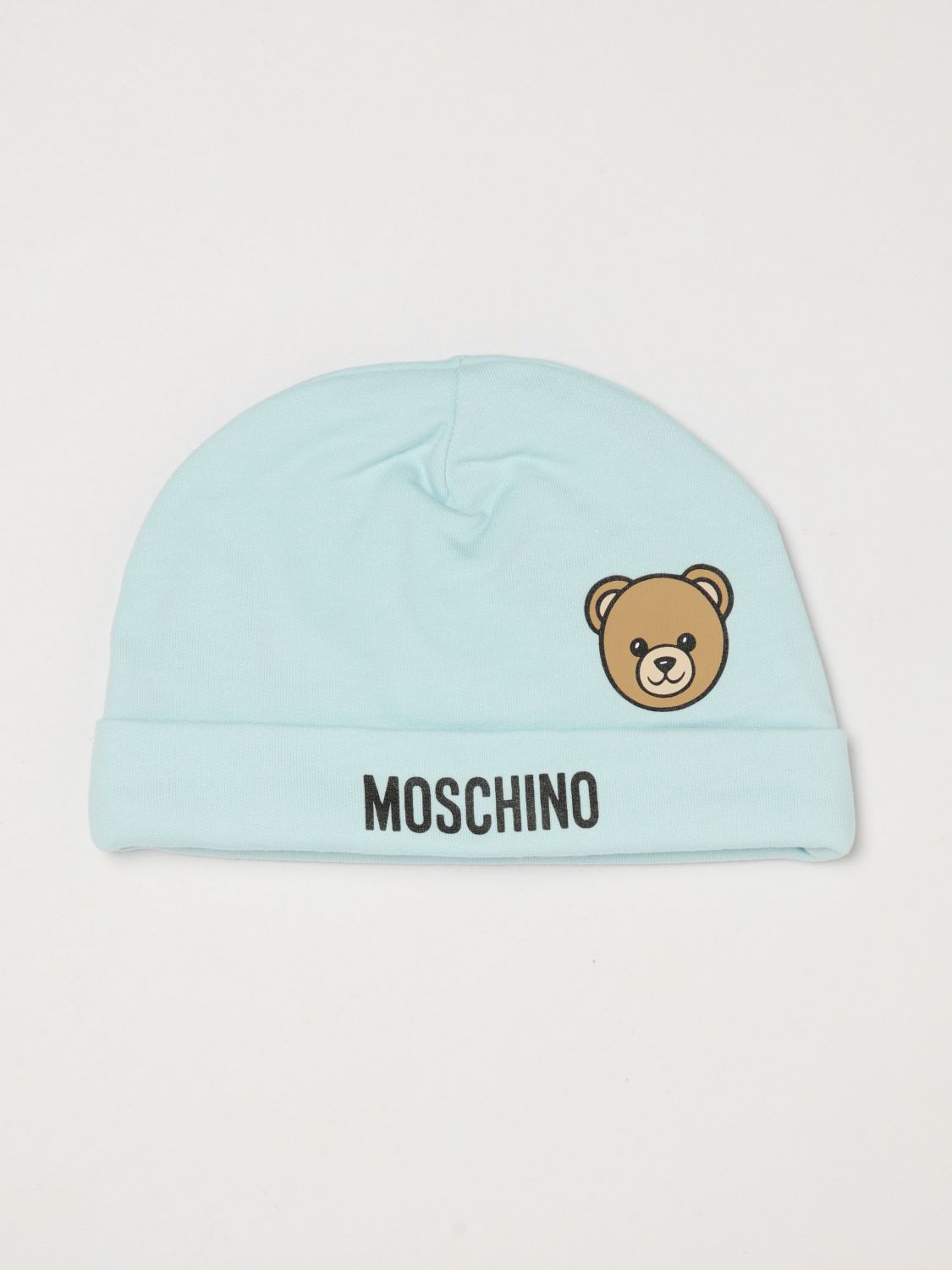 MOSCHINO Baby-Mütze aus Baumwolle mit Logo-Print