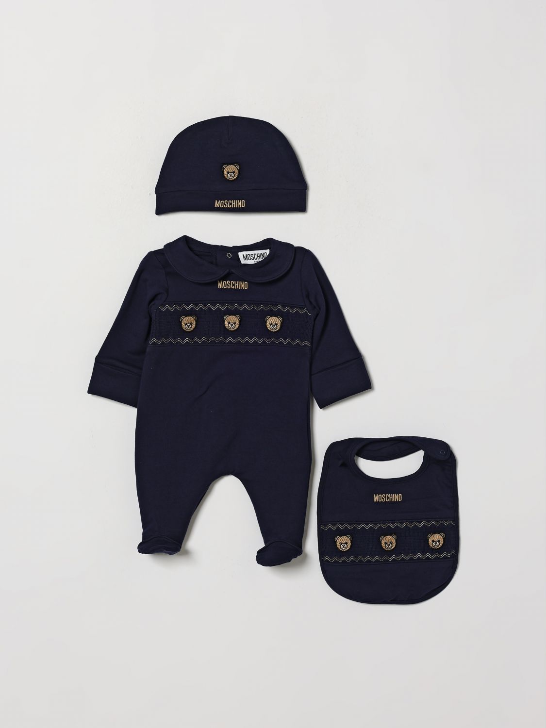MOSCHINO Dreiteiliges Set für Jungen aus Baumwolle mit Teddybär-Druck