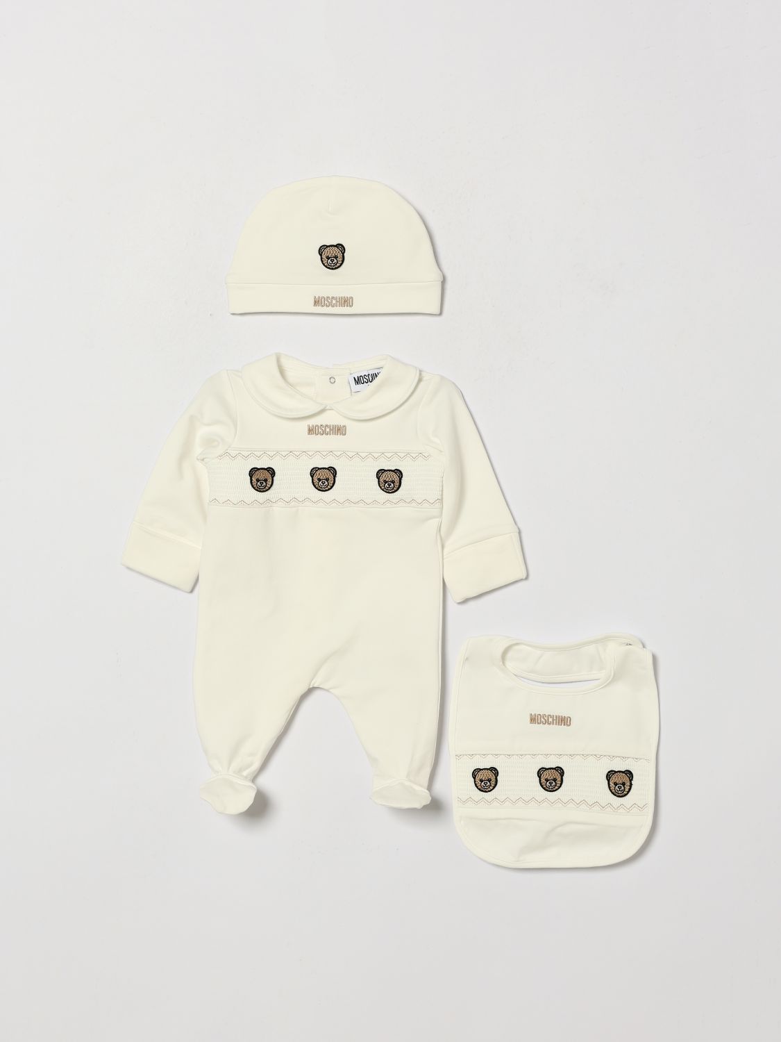 MOSCHINO Dreiteiliges Set für Jungen aus Baumwolle mit Teddybär-Druck