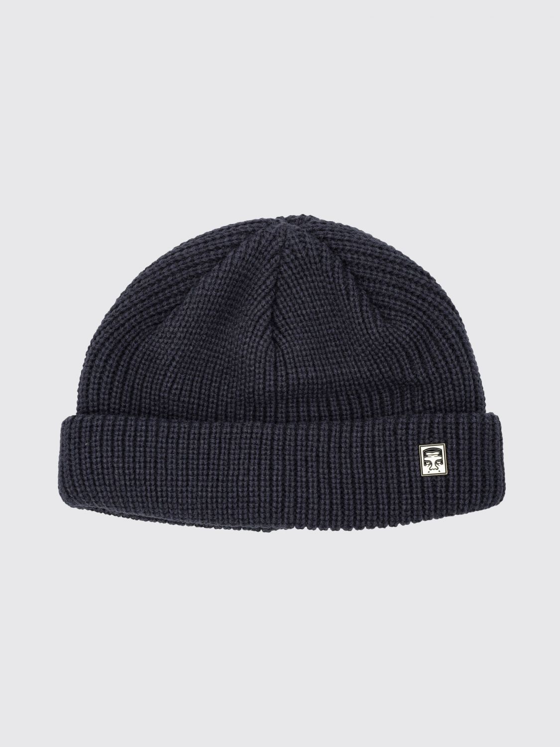 Obey Rib-knit Acrylic Beanie With Cuff And Logo Patch In Navy