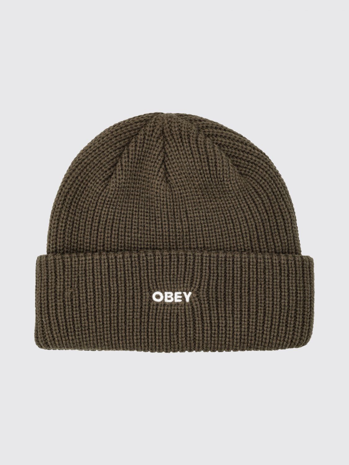Obey Acrylic Beanie With Cuff And Embroidered Front Logo In Black