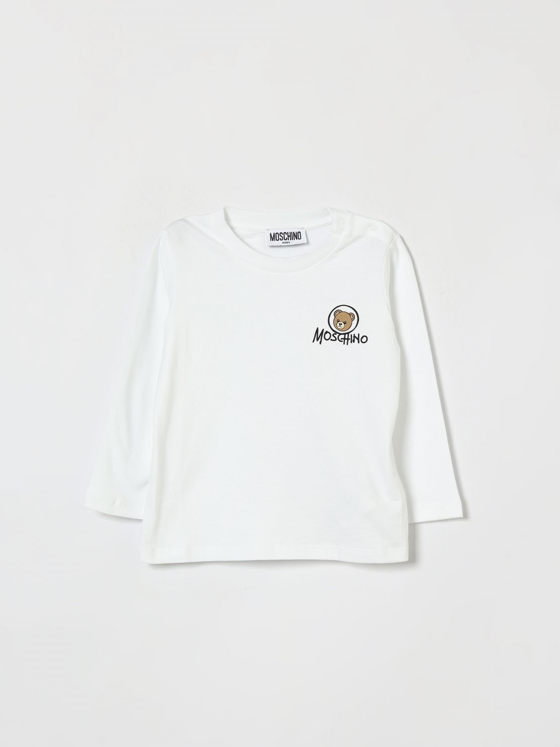 MOSCHINO T-shirt a maniche lunghe da bambino in cotone con stampa Teddy Bear
