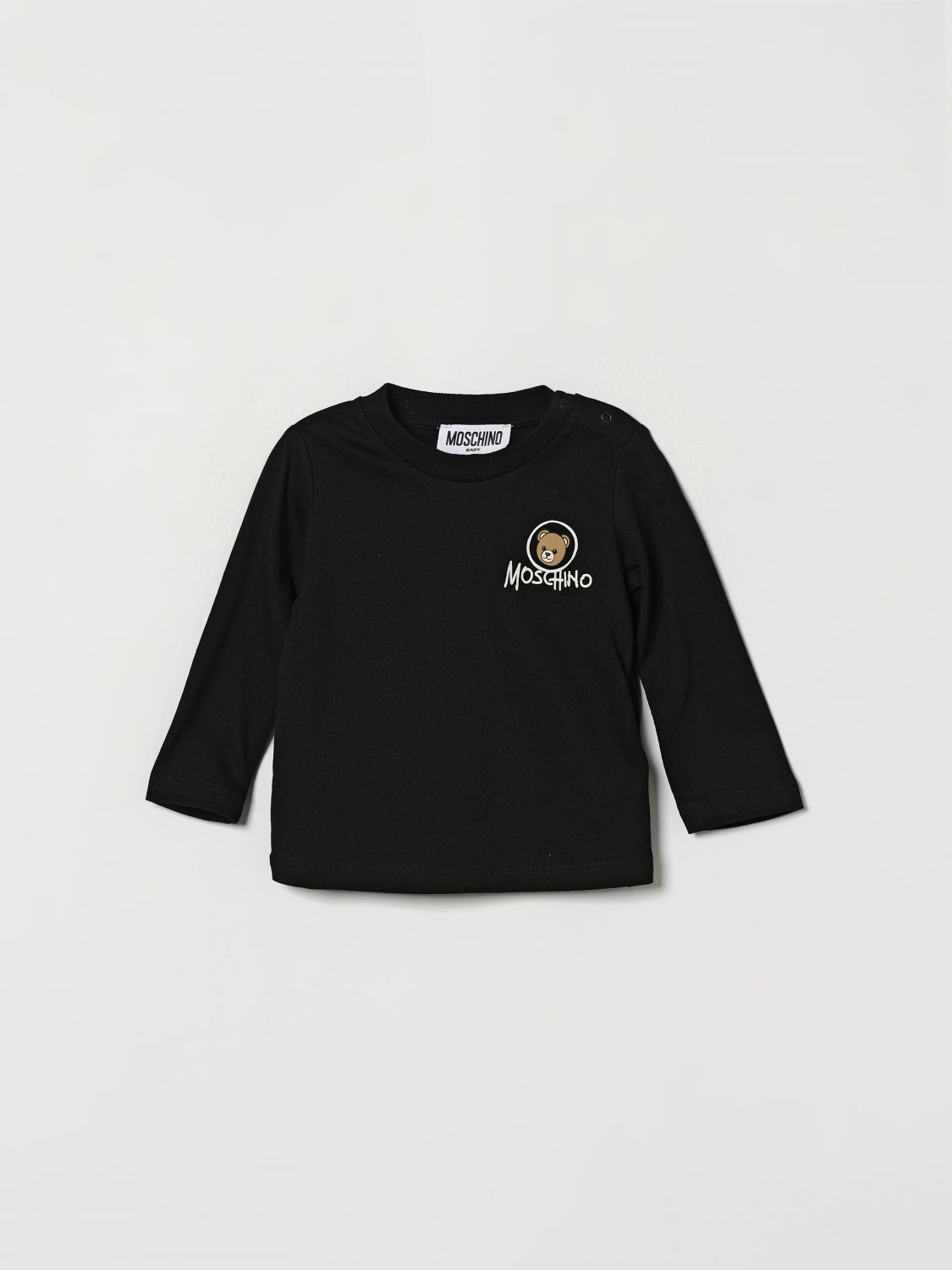 MOSCHINO Langärmeliges Baumwoll-T-Shirt für Jungen mit Teddybär-Druck