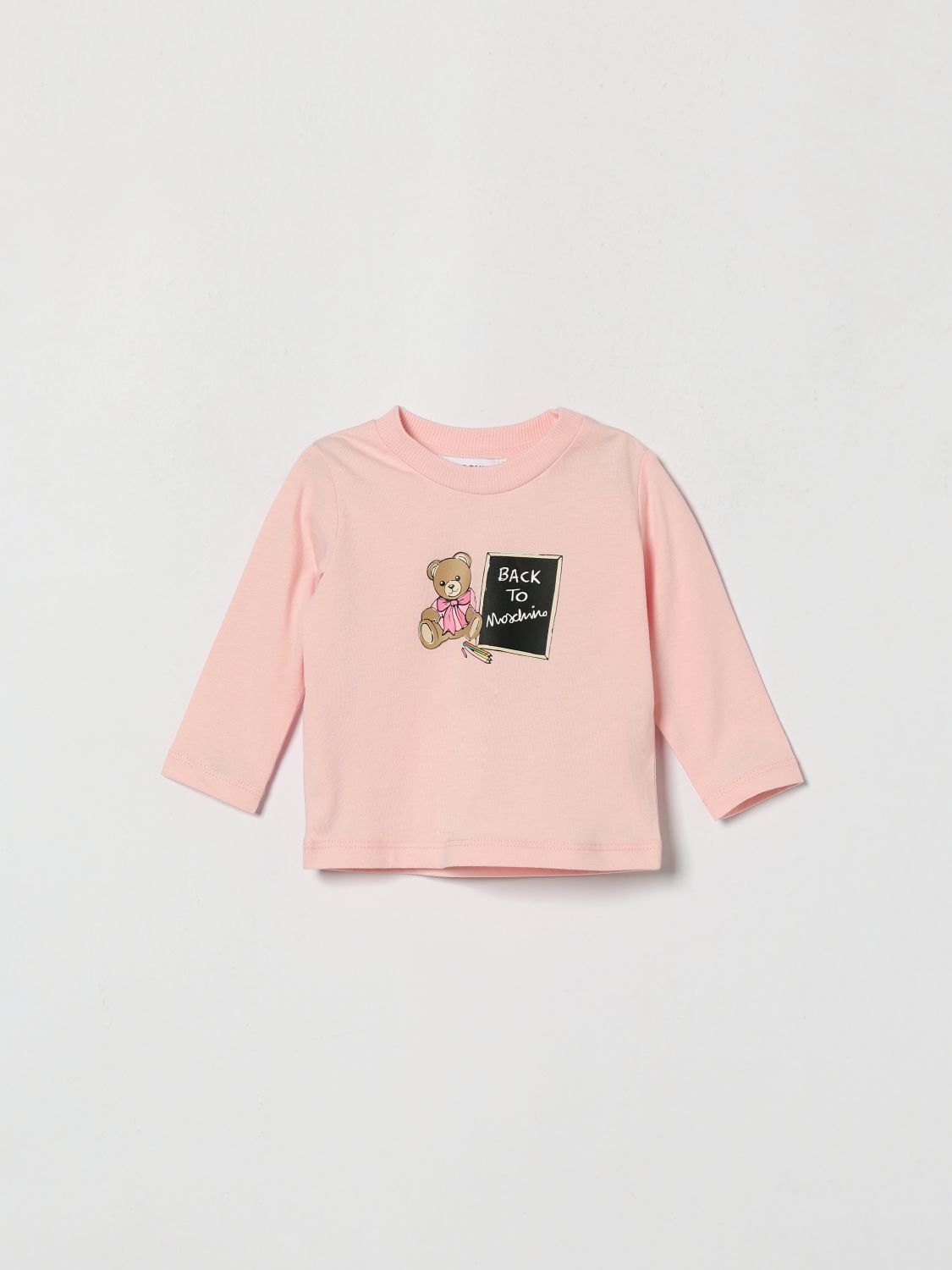 MOSCHINO Langärmeliges Baumwoll-T-Shirt für Jungen mit Teddybär-Druck