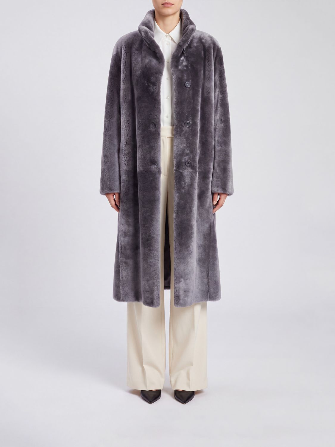 GIORGIO ARMANI High Neck Lamb Shearling Coat