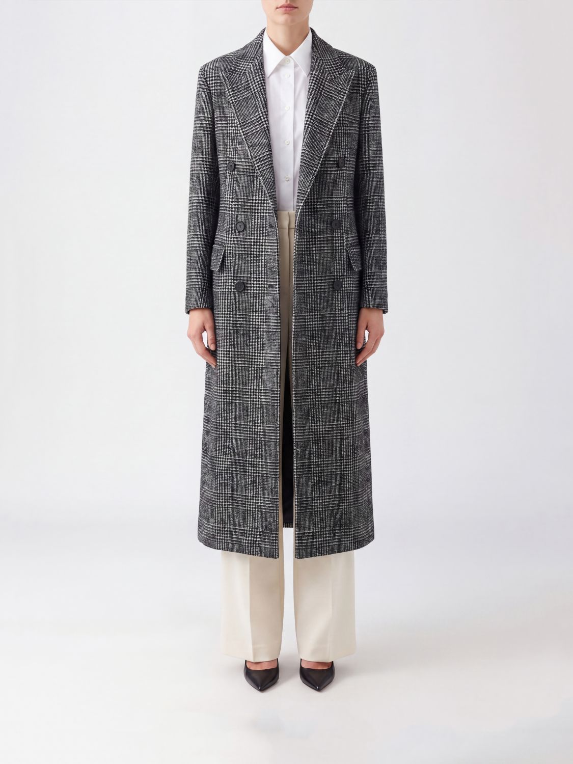 TAGLIATORE Prince of Wales Check Double-Breasted Wool Coat