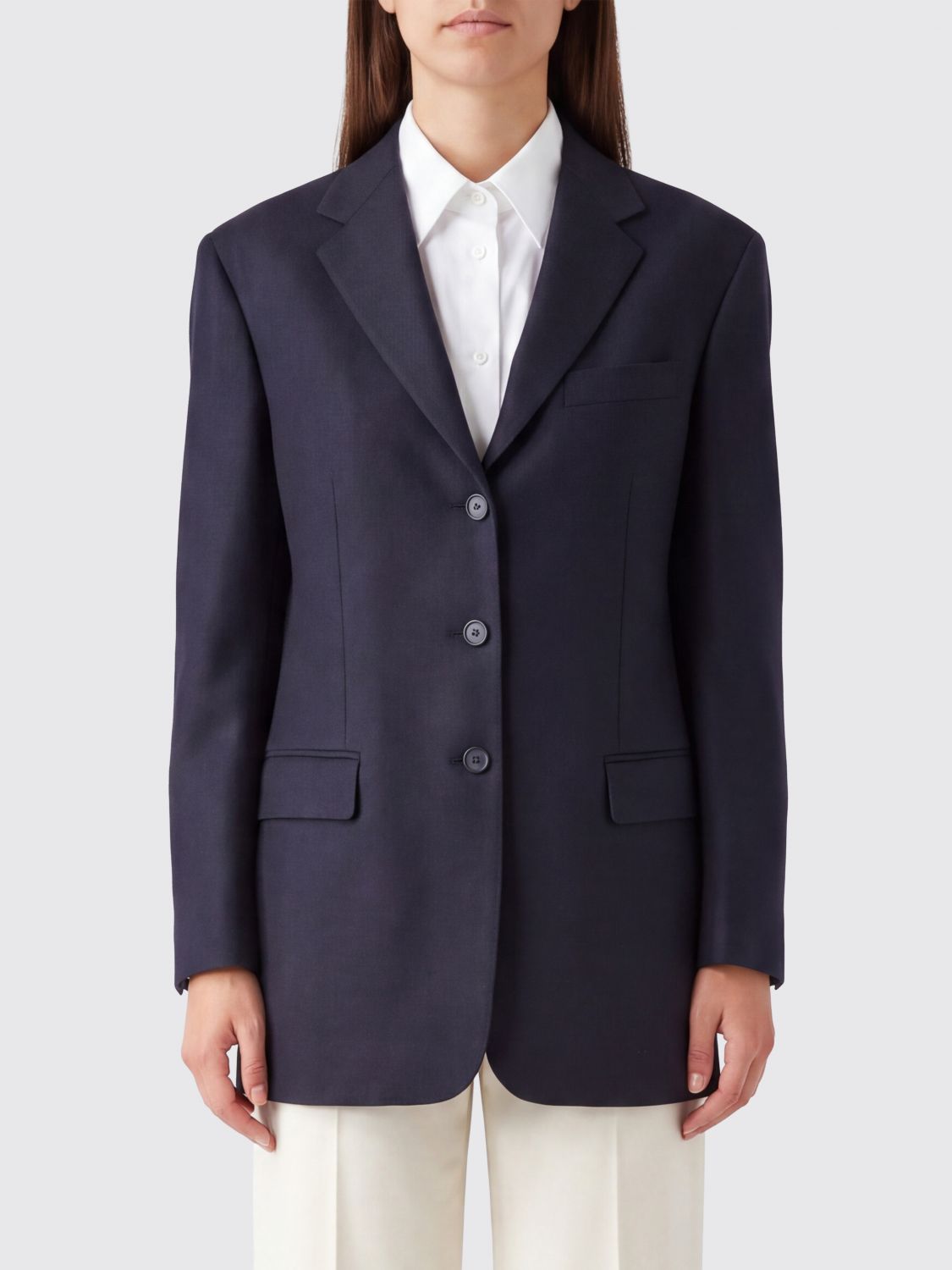 TAGLIATORE Single-Breasted Virgin Wool Blazer with Peak Lapels