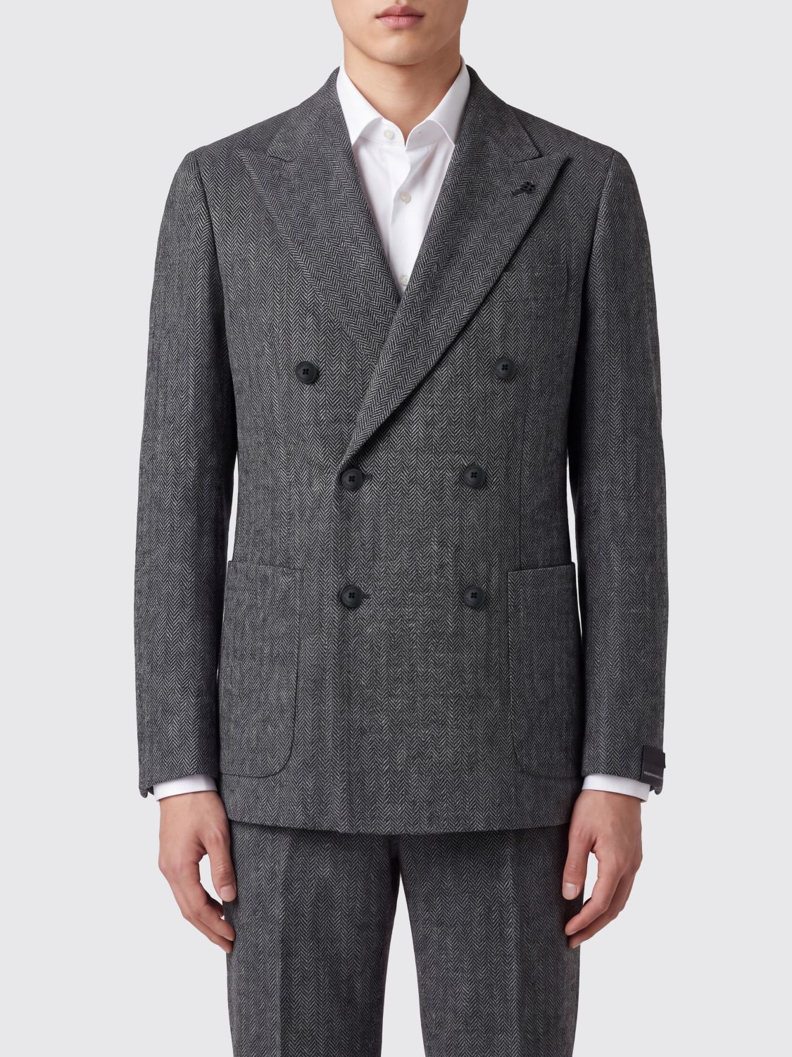 Tagliatore Double-Breasted Blazer in Wool and Cashmere with Peak Lapels