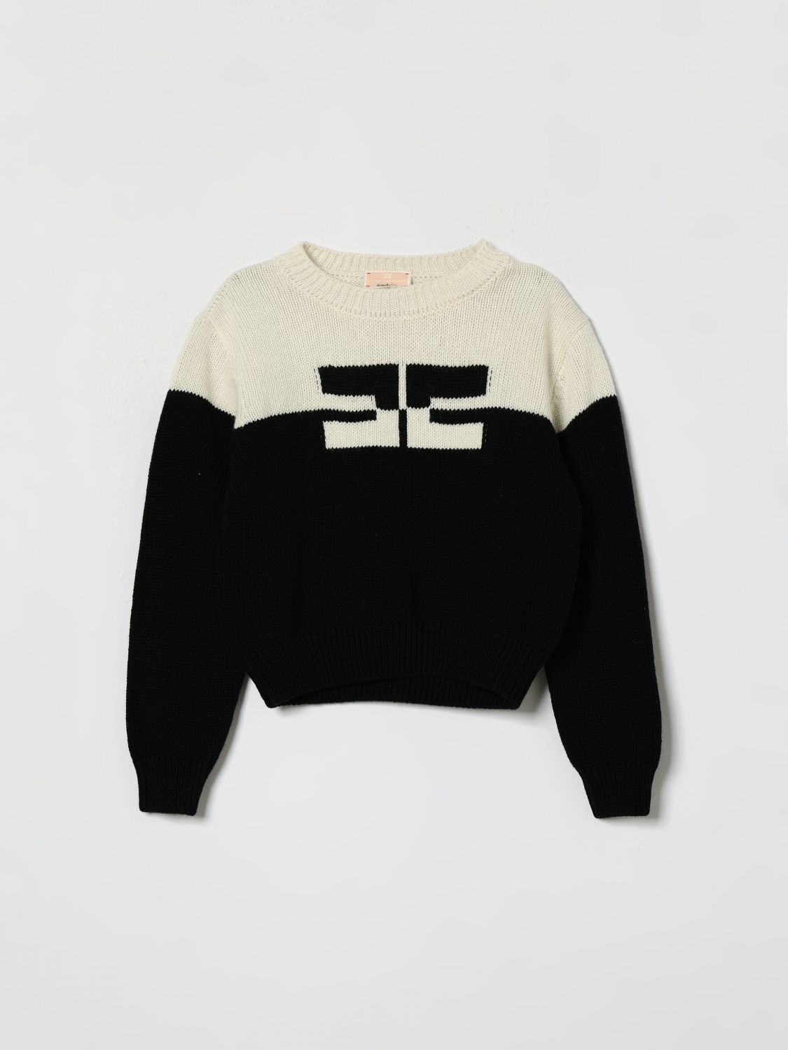 ELISABETTA FRANCHI LA MIA BAMBINA Pullover aus Viskosemischung mit Jacquard-Monogramm