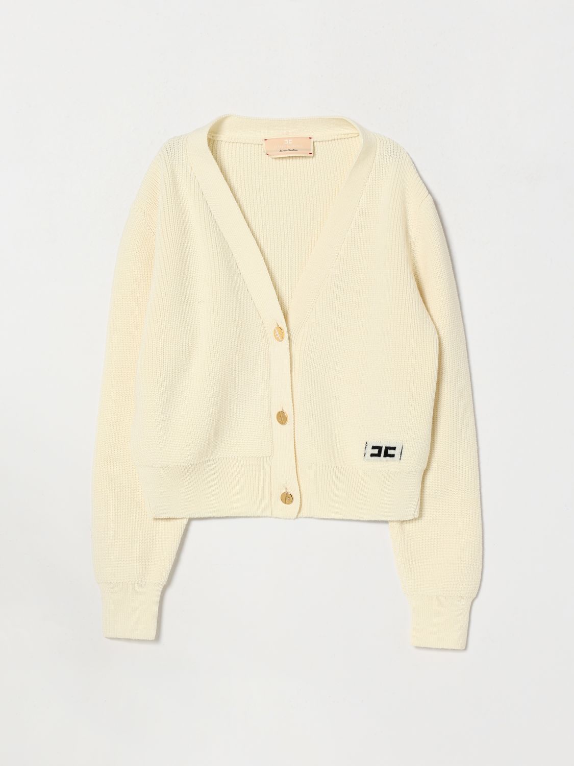 ELISABETTA FRANCHI LA MIA BAMBINA Slim-Fit-Strickjacke mit V-Ausschnitt in Rippstrick