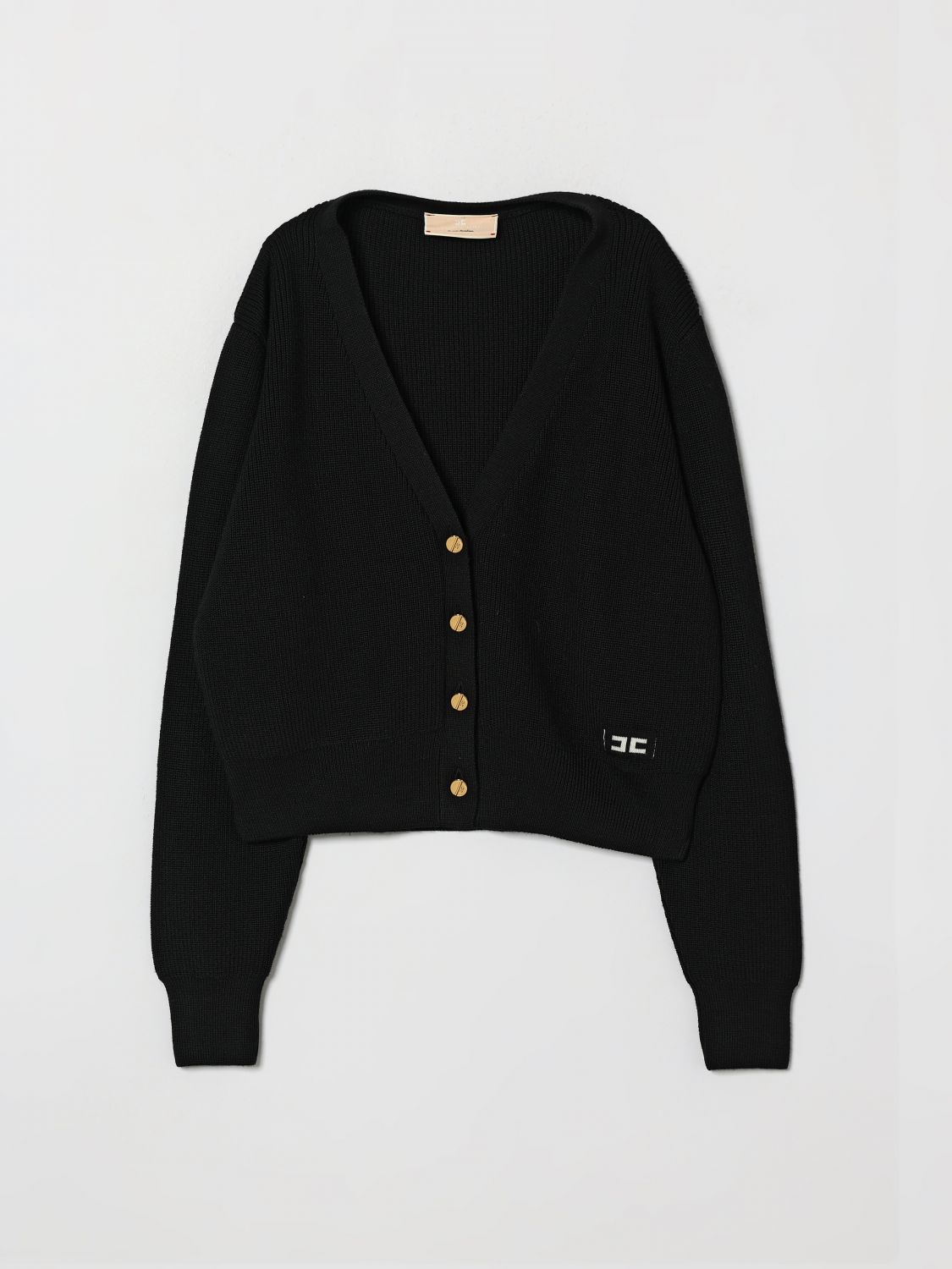 ELISABETTA FRANCHI LA MIA BAMBINA Slim-Fit-Strickjacke mit V-Ausschnitt in Rippstrick