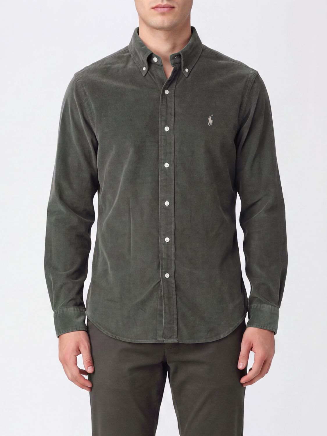 Polo Ralph Lauren Corduroy Shirt with Button-Down Collar and Logo