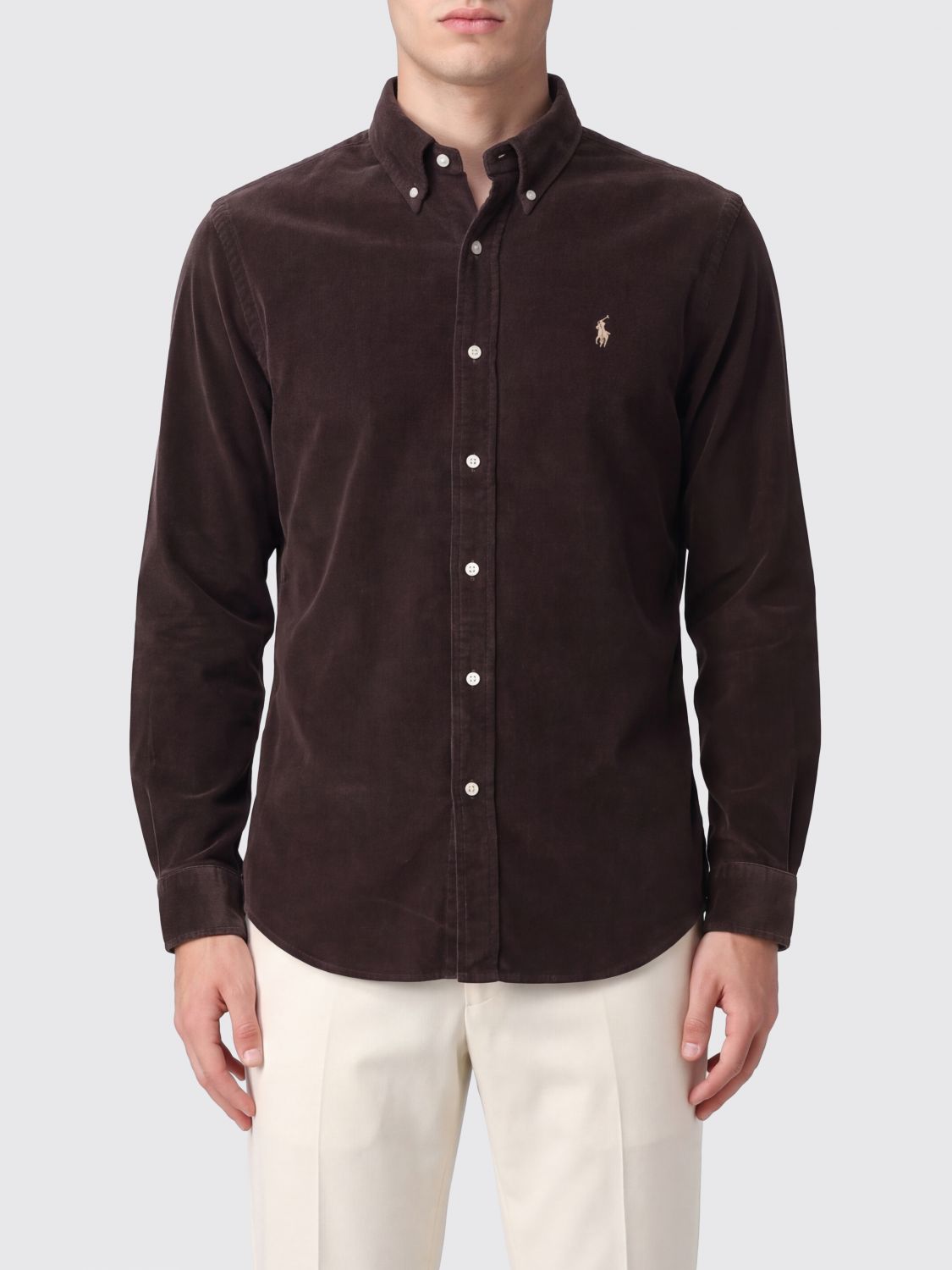 POLO RALPH LAUREN Camicia in velluto a coste con colletto button-down e logo