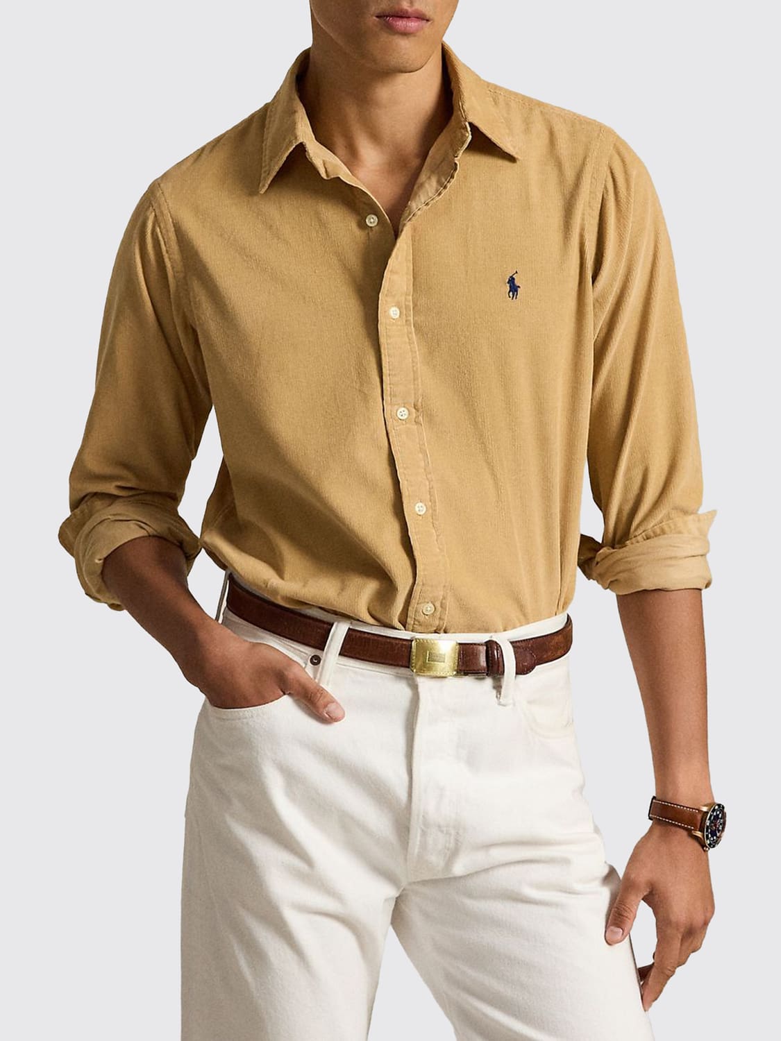 POLO RALPH LAUREN Corduroy Shirt with Button-Down Collar and Logo