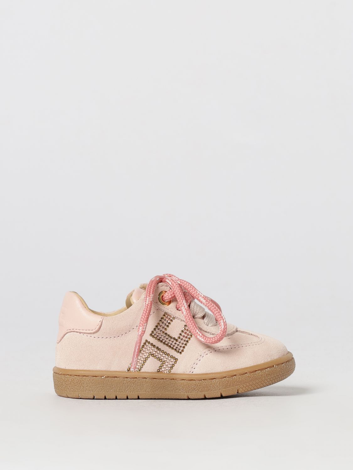 ELISABETTA FRANCHI LA MIA BAMBINA Low-Top-Sneaker aus Leder mit Monogramm und Strass-Logo