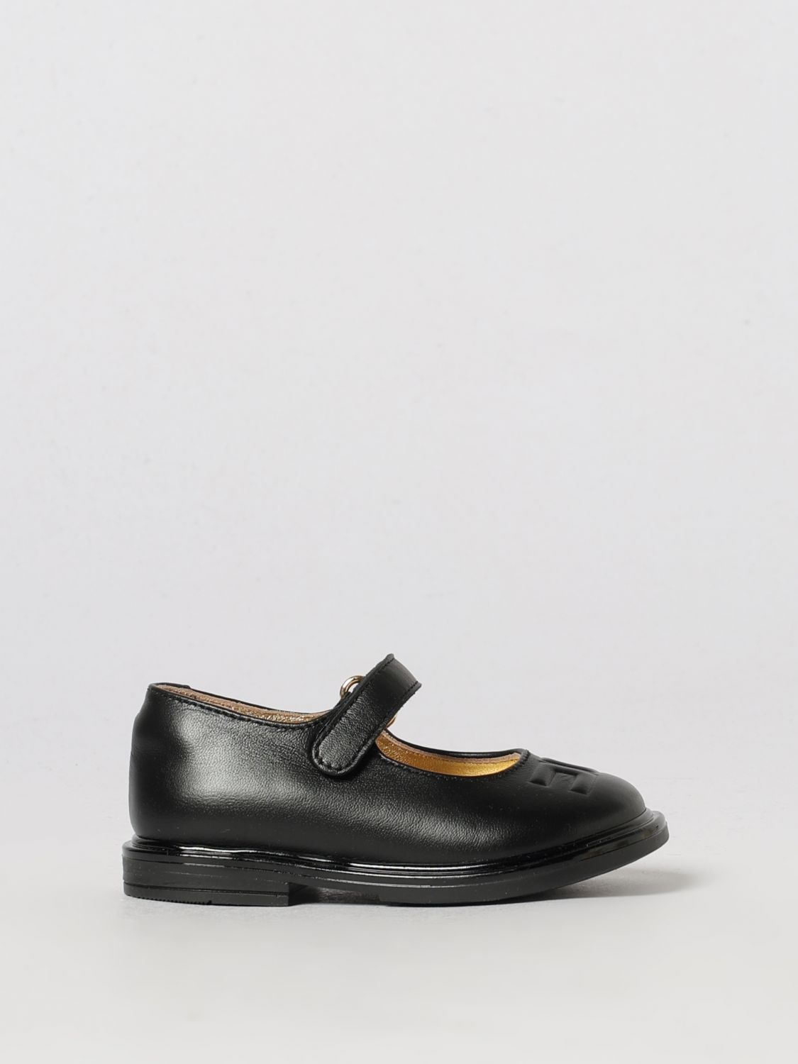 ELISABETTA FRANCHI LA MIA BAMBINA Mary-Jane-Ballerinas aus Leder mit geprägtem Logo