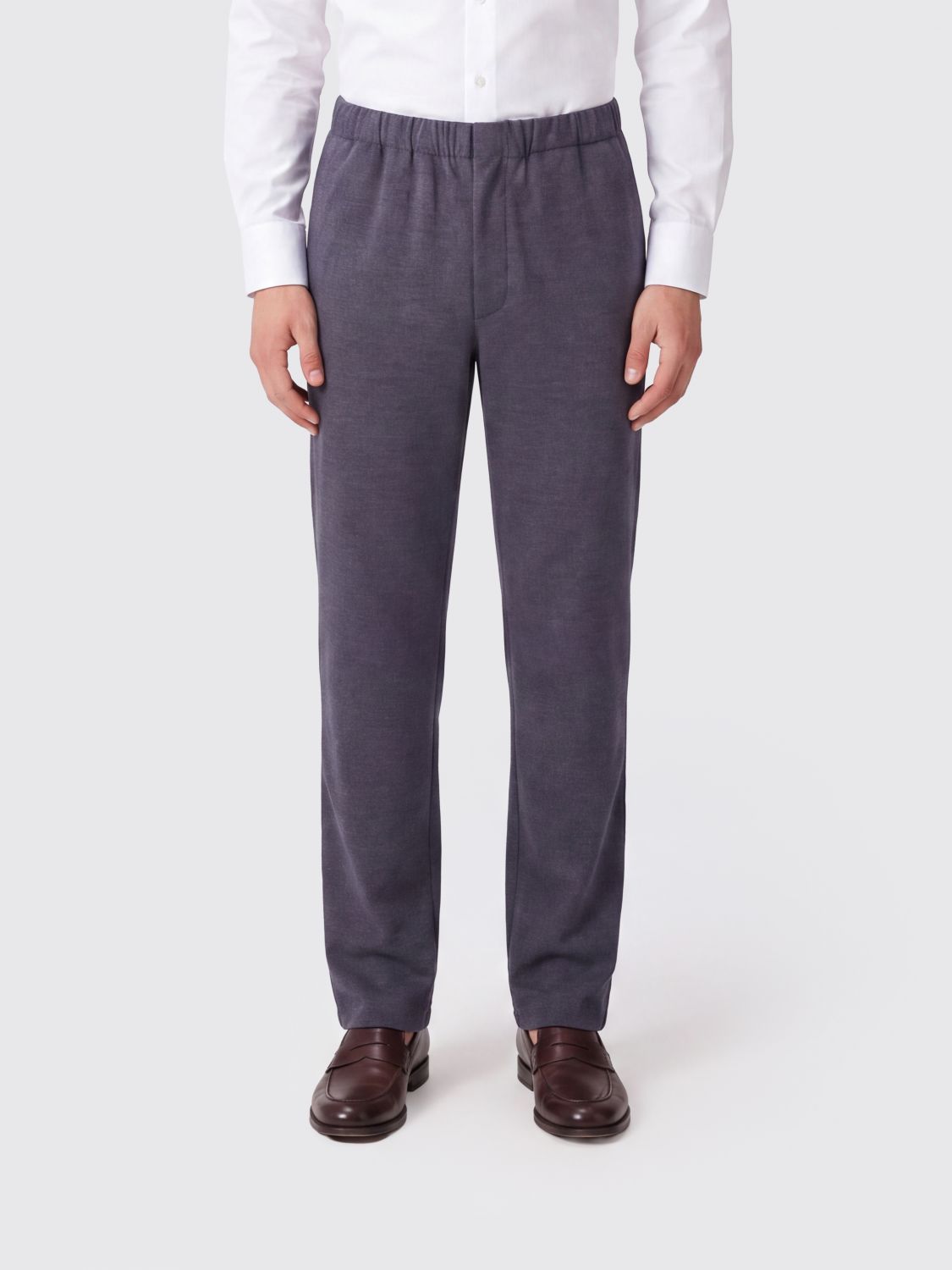 Lardini Slim Fit Cotton Blend Trousers with Elasticated Waist and Flap Pockets