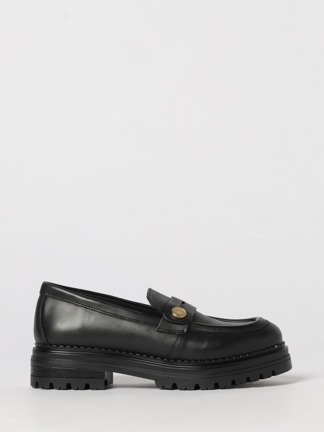 ELISABETTA FRANCHI LA MIA BAMBINA Penny-Loafer aus Leder mit metallischem Logo