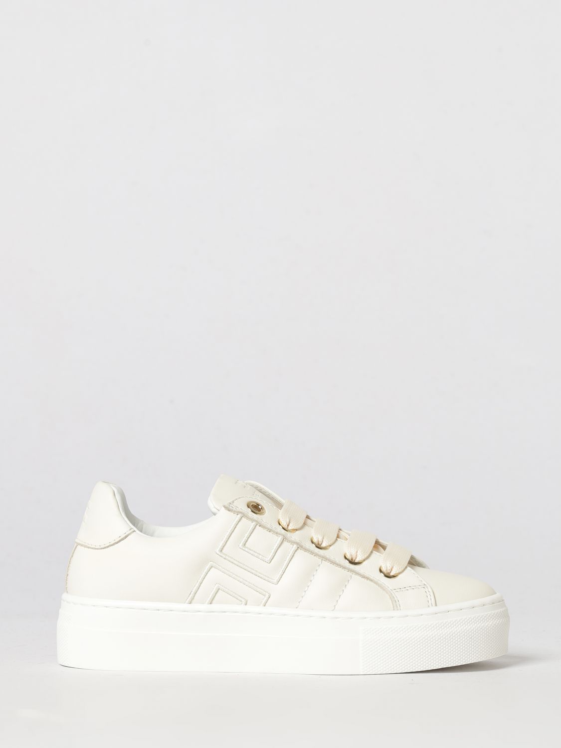 ELISABETTA FRANCHI LA MIA BAMBINA Plateau-Sneaker aus Leder mit gesticktem Logo