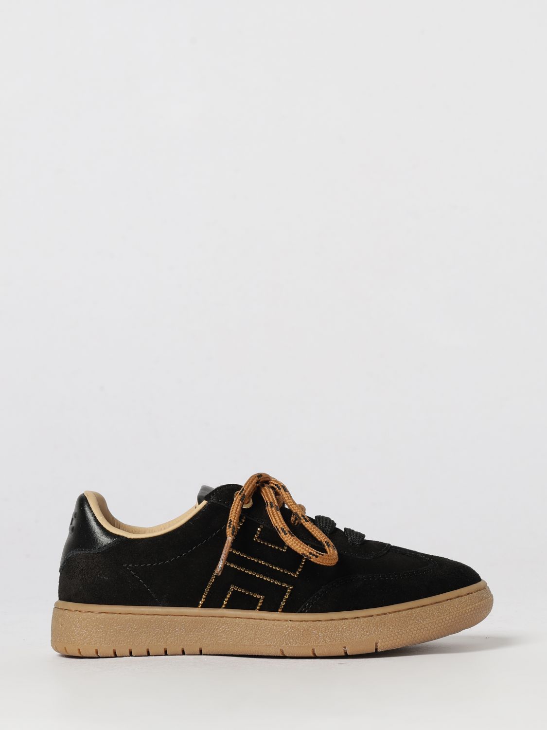ELISABETTA FRANCHI LA MIA BAMBINA Low-Top-Sneaker aus Leder mit Monogramm und Strass-Logo