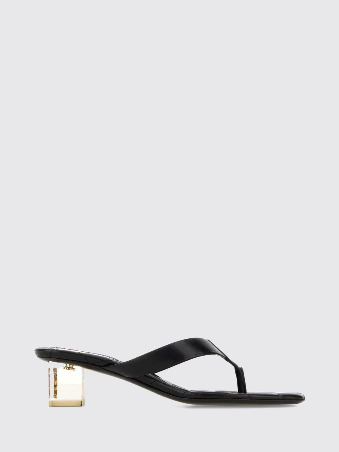 SAINT LAURENT Sip Zehenstegsandalen aus Lammleder mit Monogramm-Absatz