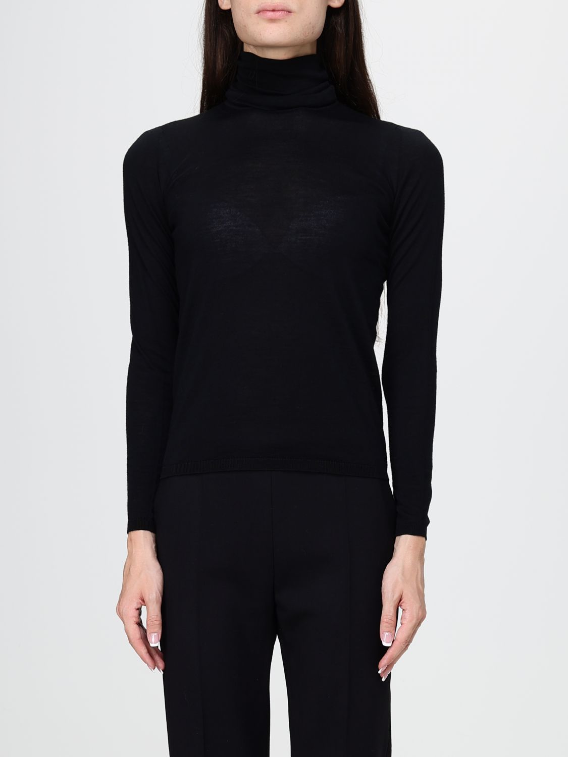 MAX MARA Schmal geschnittener Langarm-Rollkragenpullover aus reiner Wolle