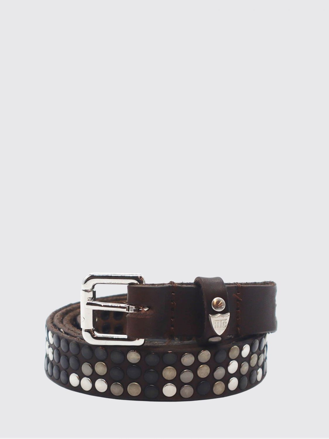 HTC LOS ANGELES Leather Belt with Two-Tone Embroidery and Classic Buckle