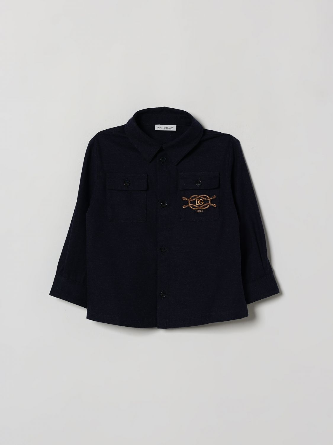 DOLCE & GABBANA Hemd für Jungen aus Baumwolle mit gesticktem DG-Monogramm