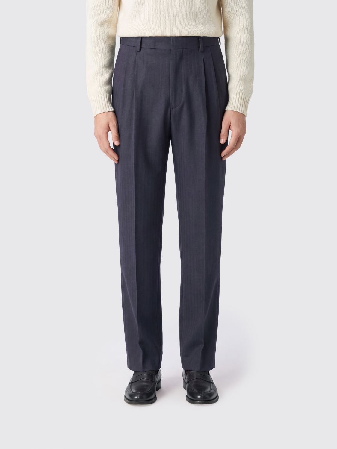 DRIES VAN NOTEN Maßgeschneiderte Wollhose mit Bundfalten und verdecktem Verschluss