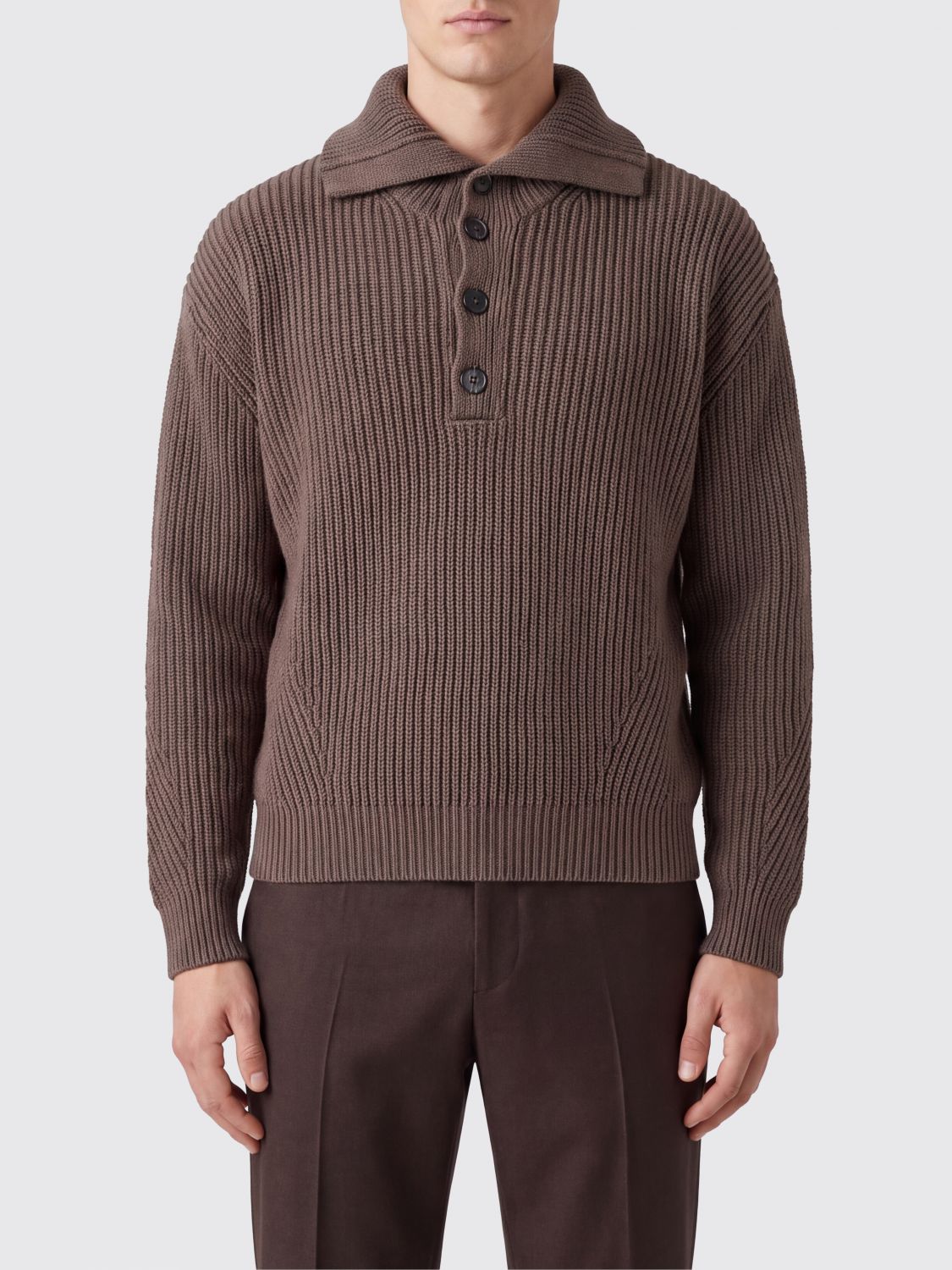 Dries Van Noten V-Neck Ribbed Pure Wool Cardigan with Button Closure
