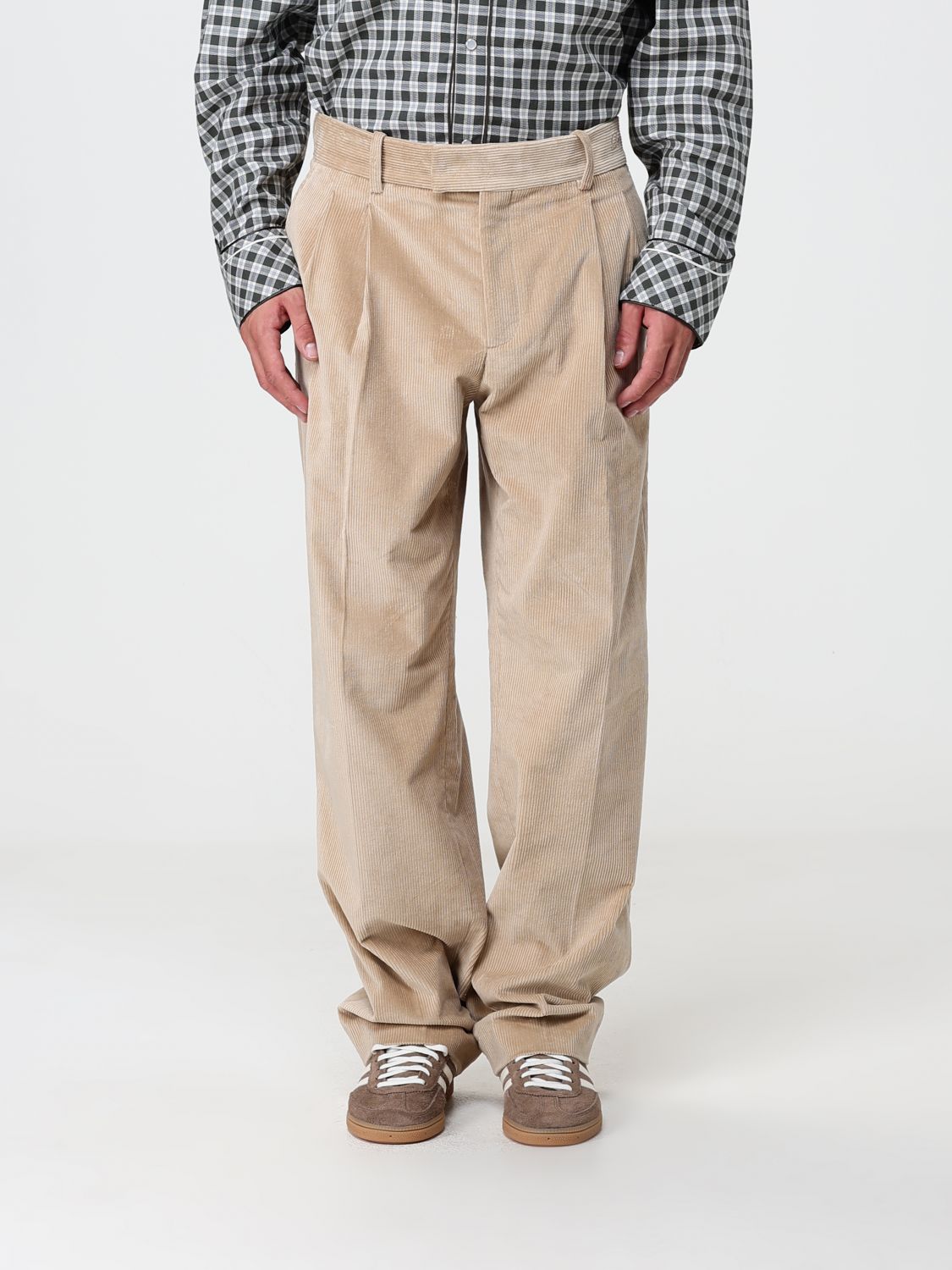 Drôle de Monsieur Wide-Leg Pleated Corduroy Trousers
