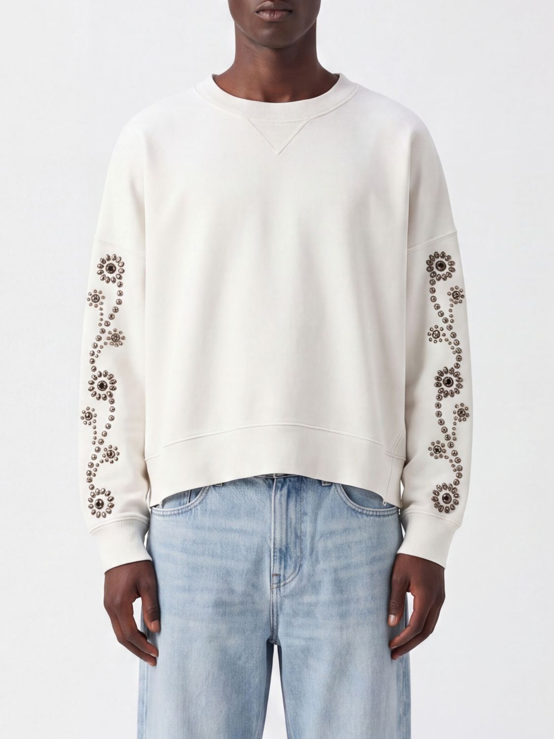 HTC LOS ANGELES Relaxed-Fit Baumwoll-Sweatshirt mit Nieten und Stickerei von