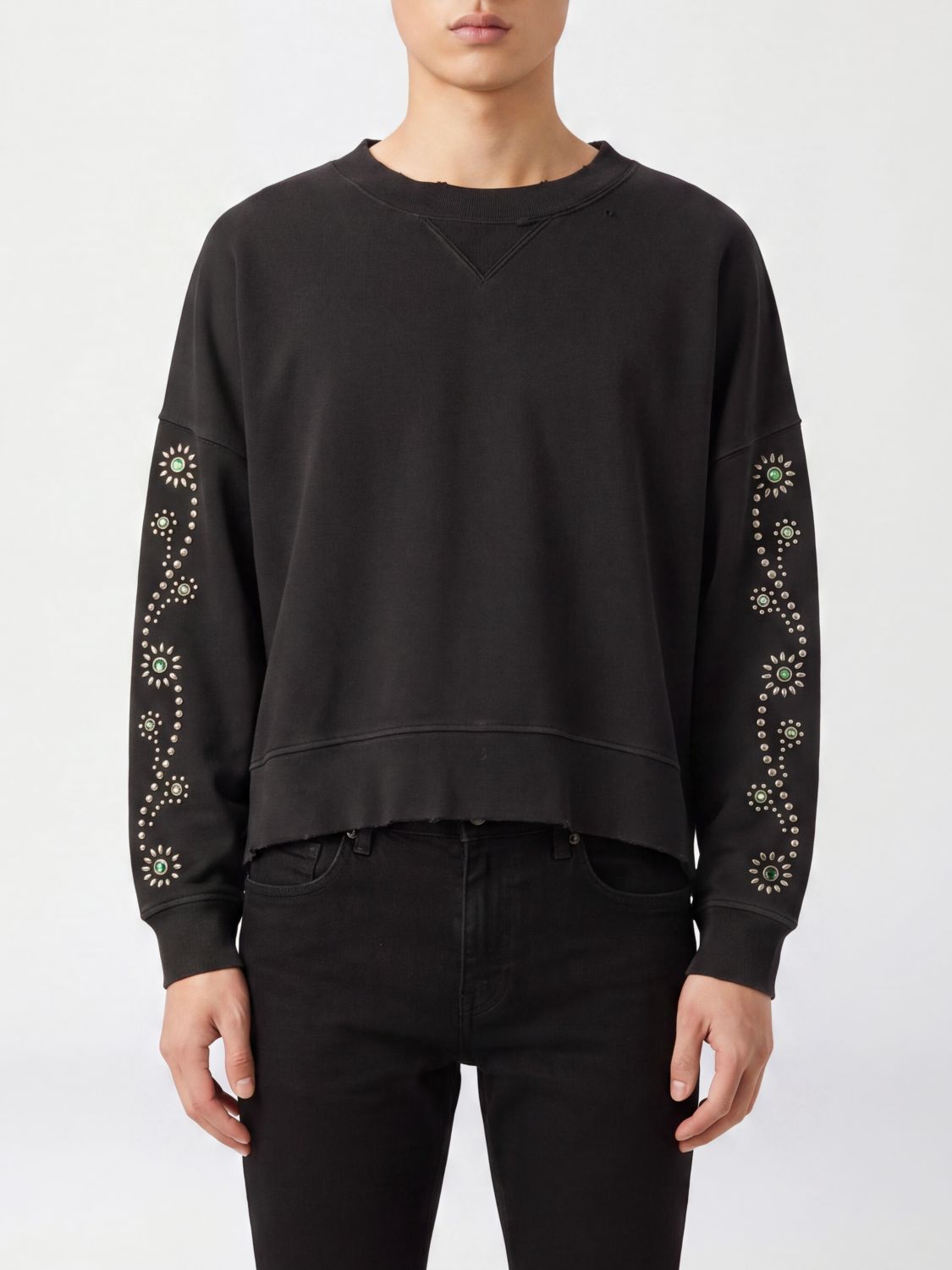 HTC LOS ANGELES Relaxed-Fit Baumwoll-Sweatshirt mit Nieten und Stickerei von