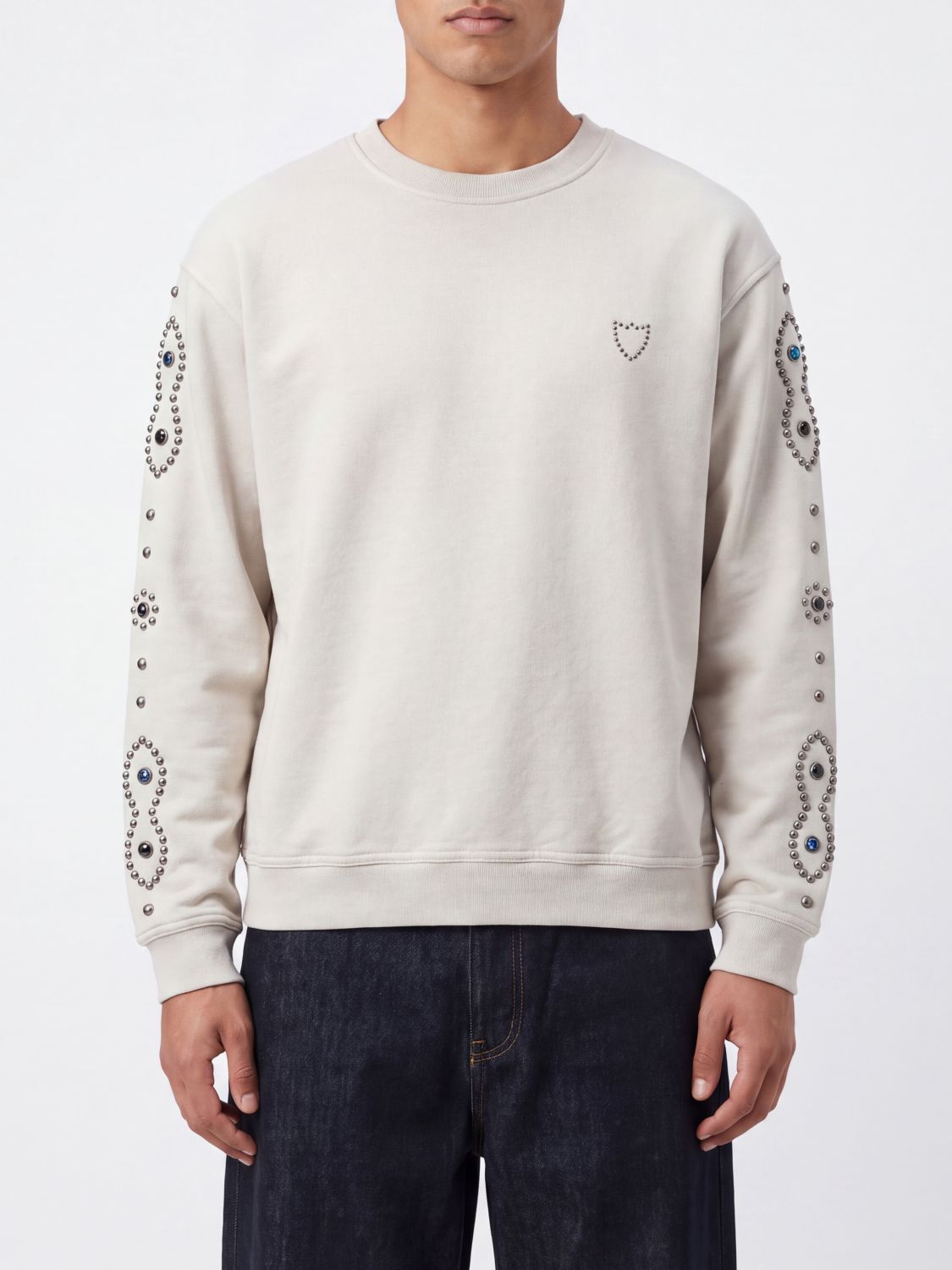 HTC LOS ANGELES Relaxed-Fit Baumwoll-Sweatshirt mit Nieten und Stickerei von