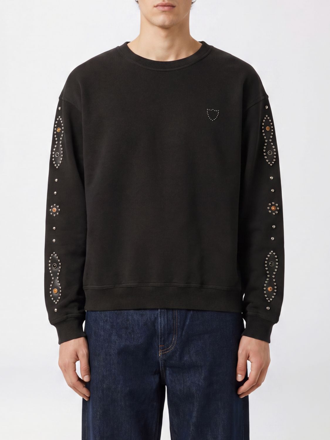 HTC LOS ANGELES Relaxed-Fit Baumwoll-Sweatshirt mit Nieten und Stickerei von