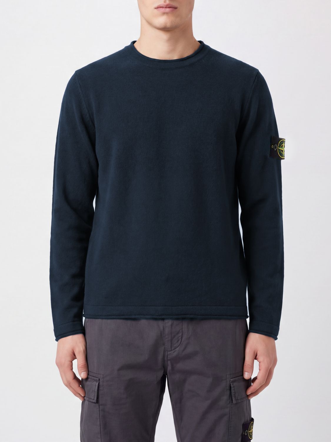 STONE ISLAND Rundhalspullover aus Baumwollmischung mit Compass-Logo-Patch