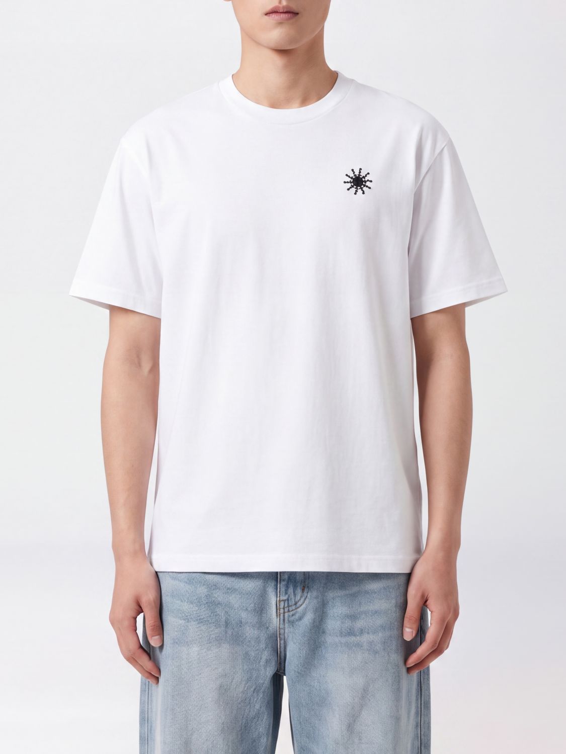 Htc Los Angeles Oversized Cotton T-Shirt with Embroidered Logo and Rhinestones