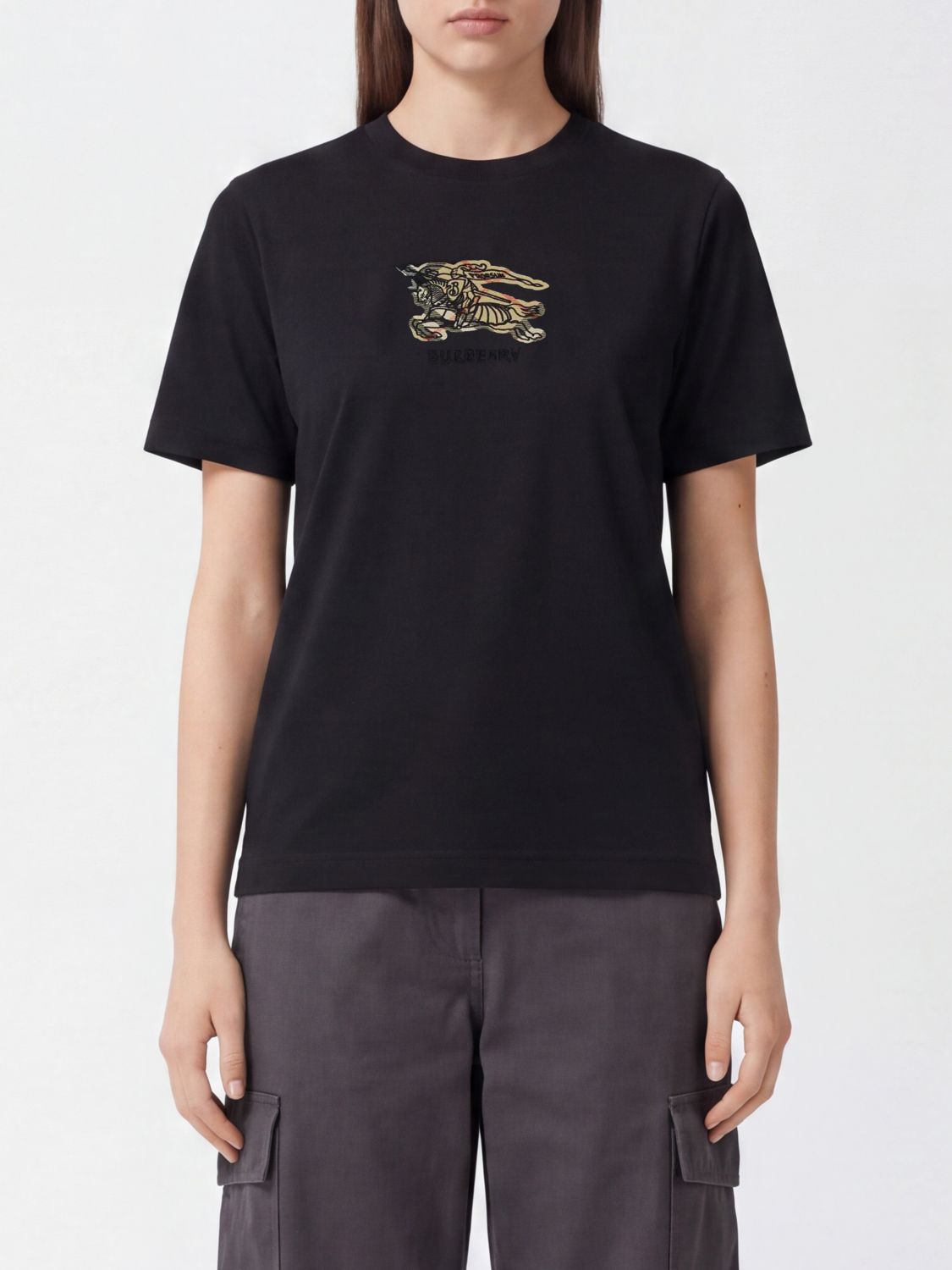 Burberry Slim Fit Cotton T-Shirt with Equestrian Knight Logo