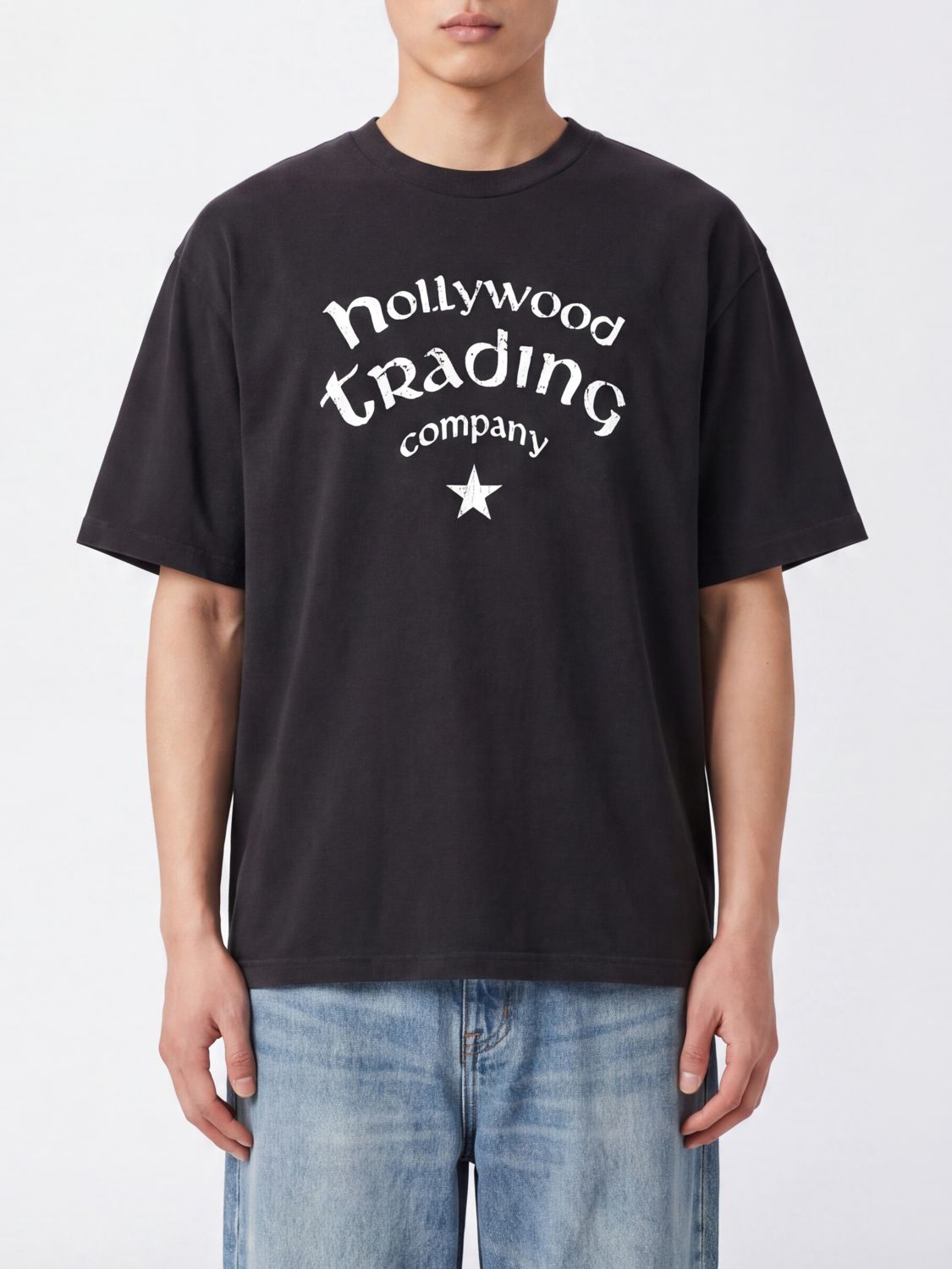 HTC LOS ANGELES Oversized T-Shirt aus Baumwolle mit Logo-Print und überschnittenen Schultern